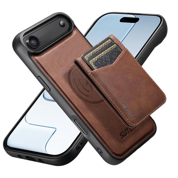 Custodia per telefono Suteni G5S5 2 in 1 con apribottiglie magnetico rimovibile, porta carte e retro in pelle bovina., For iPhone 17 Pro Max, For iPhone 17 Pro, For iPhone 17, For iPhone Air, For iPhone 16 Pro Max, For iPhone 16 Pro, For iPhone 16 Plus...