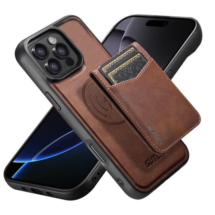 Custodia per telefono Suteni G5S5 2 in 1 con apribottiglie magnetico rimovibile, porta carte e retro in pelle bovina., For iPhone 17 Pro Max, For iPhone 17 Pro, For iPhone 17, For iPhone Air, For iPhone 16 Pro Max, For iPhone 16 Pro, For iPhone 16 Plus...