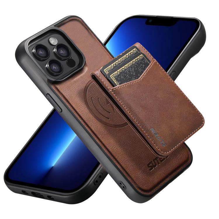 Custodia per telefono Suteni G5S5 2 in 1 con apribottiglie magnetico rimovibile, porta carte e retro in pelle bovina., For iPhone 13 Pro Max, For iPhone 13 Pro, For iPhone 13, For iPhone 12 Pro Max, For iPhone 12 / 12 Pro