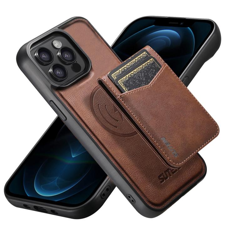 Custodia per telefono Suteni G5S5 2 in 1 con apribottiglie magnetico rimovibile, porta carte e retro in pelle bovina., For iPhone 13 Pro Max, For iPhone 13 Pro, For iPhone 13, For iPhone 12 Pro Max, For iPhone 12 / 12 Pro