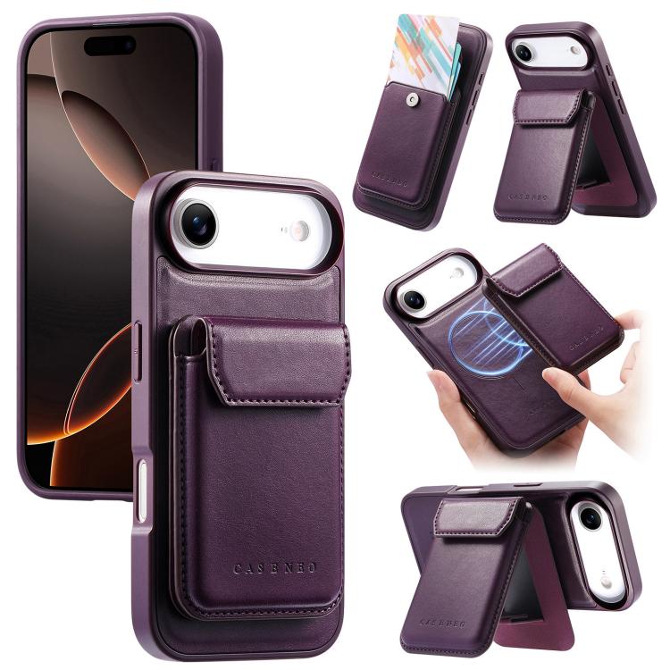 Custodia per telefono CaseNeo Retro Multi-Card Bag con retro magnetico, For iPhone 17e / 16e, For iPhone 17 Pro Max, For iPhone 17 Pro, For iPhone 17, For iPhone Air, FOr iPhone 16 Pro Max