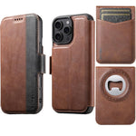 Custodia per telefono Suteni Q07S5 3 in 1 con apribottiglie staccabile, porta carte magnetico e inserti in ecopelle., For iPhone 13 Pro Max, For iPhone 13 Pro, For iPhone 13, For iPhone 12, For iPhone 12 Pro Max, For iPhone 12 Pro