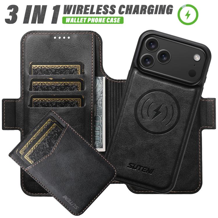 Custodia per telefono Suteni Q07S5 3 in 1 con apribottiglie staccabile, porta carte magnetico e inserti in ecopelle., For iPhone 17 Pro Max, For iPhone 17 Pro, For iPhone 17, For iPhone Air, For iPhone 16 Pro Max, For iPhone 16 Pro, For iPhone 16 Plus ...