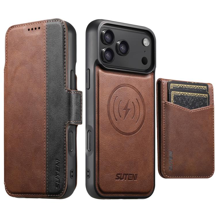 Custodia per telefono Suteni Q07S5 3 in 1 con apribottiglie staccabile, porta carte magnetico e inserti in ecopelle., For iPhone 17 Pro Max, For iPhone 17 Pro, For iPhone 17, For iPhone Air, For iPhone 16 Pro Max, For iPhone 16 Pro, For iPhone 16 Plus ...