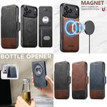 Custodia per telefono Suteni Q06S5 3 in 1 con apribottiglie staccabile, porta carte e chiusura magnetica in ecopelle., For iPhone 17 Pro Max, For iPhone 17 Pro, For iPhone 17, For iPhone Air, For iPhone 16 Pro Max, For iPhone 16 Pro, For iPhone 16 Plus...