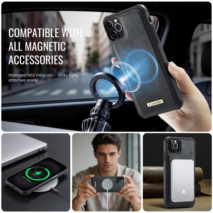 Custodia posteriore magnetica in ecopelle CaseMe serie C69 per telefono., For iPhone 11 Pro, For iPhone 17e /16e, For iPhone 15 Plus / 14 Plus, For iPhone 12 / 12 Pro
