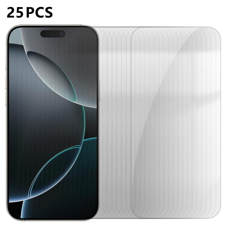 25 pezzi Pellicola protettiva in vetro temperato HD anti-impronta semi-schermo ad alto contenuto di alluminio, For iPhone 18 Pro, For iPhone 18 Pro Max, For iPhone 17 Pro Max, For iPhone 17 Pro, For iPhone 17, For iPhone Air, For iPhone 16 Pro Max     ...