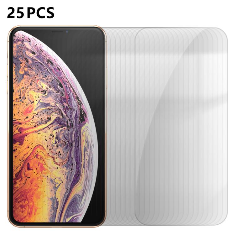 25 pezzi Pellicola protettiva in vetro temperato HD anti-impronta semi-schermo ad alto contenuto di alluminio, For iPhone 11 Pro Max, For iPhone 11, For iPhone 11 Pro, For iPhone XS, For iPhone XR, For iPhone XS Max, For iPhone X, For iPhone 8 Plus    ...