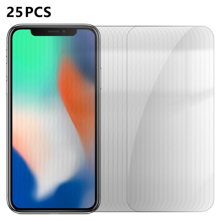 25 pezzi Pellicola protettiva in vetro temperato HD anti-impronta semi-schermo ad alto contenuto di alluminio, For iPhone 11 Pro Max, For iPhone 11, For iPhone 11 Pro, For iPhone XS, For iPhone XR, For iPhone XS Max, For iPhone X, For iPhone 8 Plus    ...