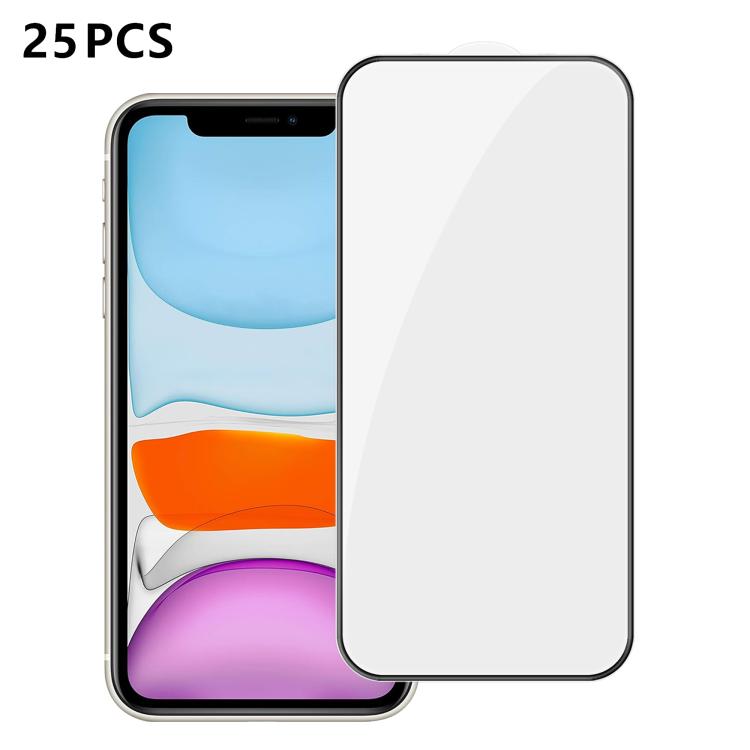 25 pezzi Pellicola in vetro temperato HD serigrafata ad alta densità di alluminio con copertura completa e anti-impronta, For iPhone 11 Pro Max, For iPhone 11, For iPhone 11 Pro, For iPhone XS, For iPhone XR, For iPhone XS Max, For iPhone X            ...