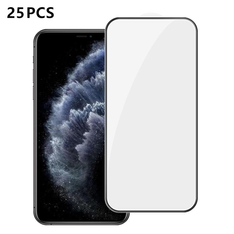 25 pezzi Pellicola in vetro temperato HD serigrafata ad alta densità di alluminio con copertura completa e anti-impronta, For iPhone 11 Pro Max, For iPhone 11, For iPhone 11 Pro, For iPhone XS, For iPhone XR, For iPhone XS Max, For iPhone X            ...