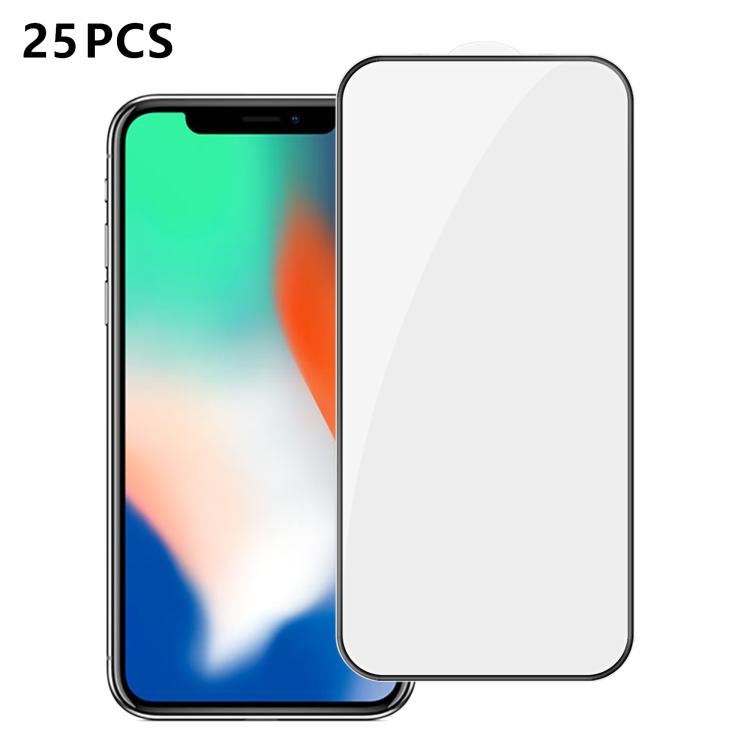 25 pezzi Pellicola in vetro temperato HD serigrafata ad alta densità di alluminio con copertura completa e anti-impronta, For iPhone 11 Pro Max, For iPhone 11, For iPhone 11 Pro, For iPhone XS, For iPhone XR, For iPhone XS Max, For iPhone X            ...