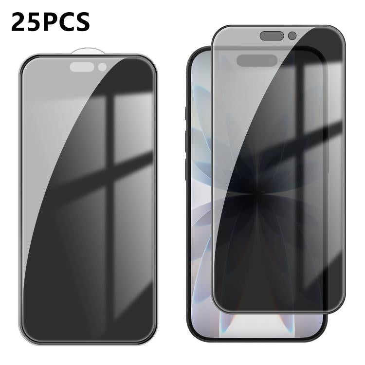 25 pezzi Pellicola in vetro temperato anti-impronta serigrafata ad alta copertura in alluminio per la privacy, For iPhone 18 Pro, For iPhone 18 Pro Max, For iPhone 17 Pro Max, For iPhone 17 Pro, For iPhone 17, For iPhone Air, For iPhone 16 Pro Max     ...