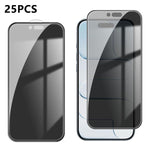 25 pezzi Pellicola in vetro temperato anti-impronta serigrafata ad alta copertura in alluminio per la privacy, For iPhone 18 Pro, For iPhone 18 Pro Max, For iPhone 17 Pro Max, For iPhone 17 Pro, For iPhone 17, For iPhone Air, For iPhone 16 Pro Max     ...