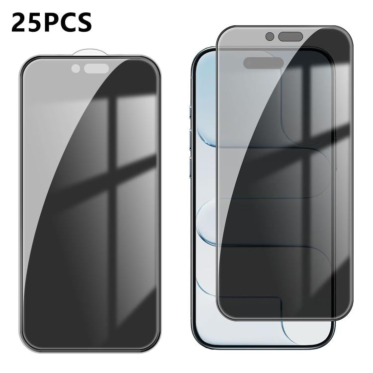 25 pezzi Pellicola in vetro temperato anti-impronta serigrafata ad alta copertura in alluminio per la privacy, For iPhone 18 Pro, For iPhone 18 Pro Max, For iPhone 17 Pro Max, For iPhone 17 Pro, For iPhone 17, For iPhone Air, For iPhone 16 Pro Max     ...