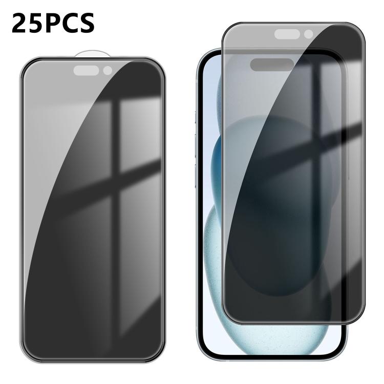 25 pezzi Pellicola in vetro temperato anti-impronta serigrafata ad alta copertura in alluminio per la privacy, For iPhone 18 Pro, For iPhone 18 Pro Max, For iPhone 17 Pro Max, For iPhone 17 Pro, For iPhone 17, For iPhone Air, For iPhone 16 Pro Max     ...
