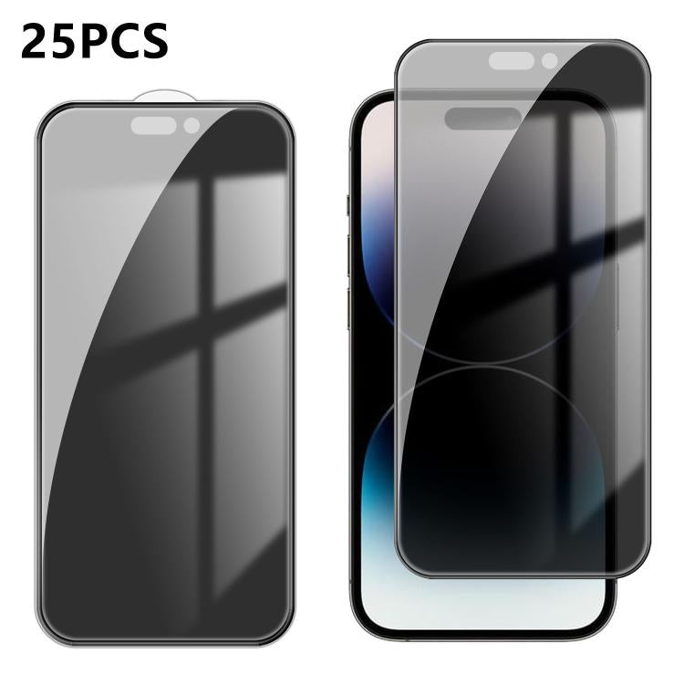 25 pezzi Pellicola in vetro temperato anti-impronta serigrafata ad alta copertura in alluminio per la privacy, For iPhone 18 Pro, For iPhone 18 Pro Max, For iPhone 17 Pro Max, For iPhone 17 Pro, For iPhone 17, For iPhone Air, For iPhone 16 Pro Max     ...