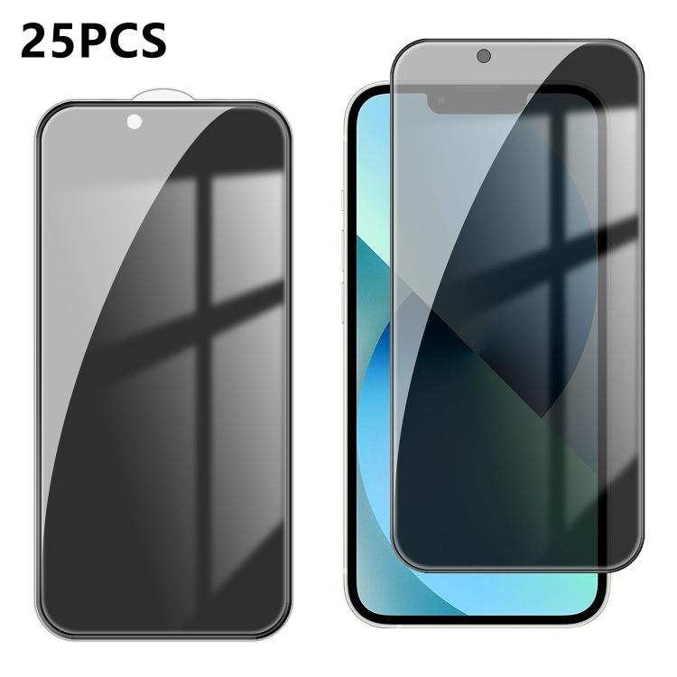 25 pezzi Pellicola in vetro temperato anti-impronta serigrafata ad alta copertura in alluminio per la privacy, For iPhone 18 Pro, For iPhone 18 Pro Max, For iPhone 17 Pro Max, For iPhone 17 Pro, For iPhone 17, For iPhone Air, For iPhone 16 Pro Max     ...
