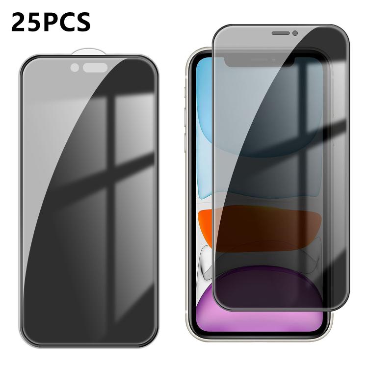 25 pezzi Pellicola in vetro temperato anti-impronta serigrafata ad alta copertura in alluminio per la privacy, For iPhone 11 Pro Max, For iPhone 11, For iPhone 11 Pro, For iPhone XS, For iPhone XR, For iPhone XS Max, For iPhone X, For iPhone 8 Plus    ...