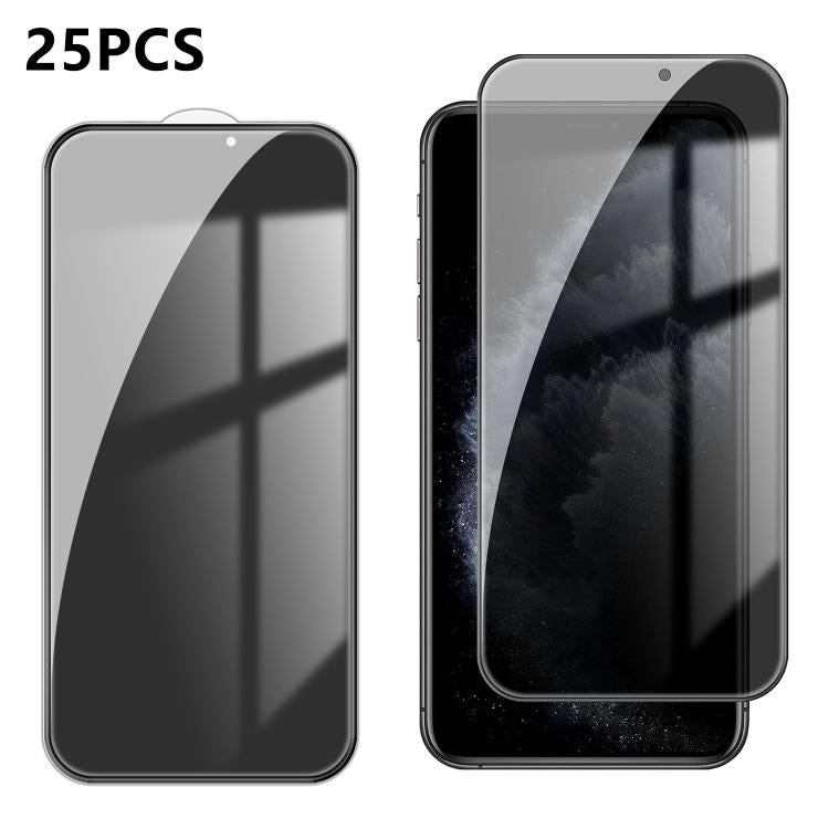 25 pezzi Pellicola in vetro temperato anti-impronta serigrafata ad alta copertura in alluminio per la privacy, For iPhone 11 Pro Max, For iPhone 11, For iPhone 11 Pro, For iPhone XS, For iPhone XR, For iPhone XS Max, For iPhone X, For iPhone 8 Plus    ...