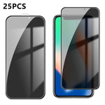 25 pezzi Pellicola in vetro temperato anti-impronta serigrafata ad alta copertura in alluminio per la privacy, For iPhone 11 Pro Max, For iPhone 11, For iPhone 11 Pro, For iPhone XS, For iPhone XR, For iPhone XS Max, For iPhone X, For iPhone 8 Plus    ...