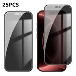 25 pezzi Pellicola in vetro temperato anti-impronta serigrafata ad alta copertura in alluminio per la privacy, For iPhone 18 Pro, For iPhone 18 Pro Max, For iPhone 17 Pro Max, For iPhone 17 Pro, For iPhone 17, For iPhone Air, For iPhone 16 Pro Max     ...