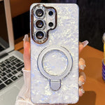 Pellicola per lenti con effetto glitter elettrolitico, supporto magnetico in metallo con perno, custodia per telefono antiurto, For Samsung Galaxy S26 Ultra 5G