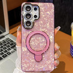 Pellicola per lenti con effetto glitter elettrolitico, supporto magnetico in metallo con perno, custodia per telefono antiurto, For Samsung Galaxy S26 Ultra 5G