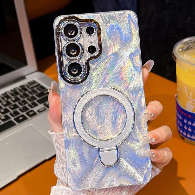 Pellicola per lenti con effetto glitter elettrolitico, supporto magnetico in metallo con perno, custodia per telefono antiurto, For Samsung Galaxy S26 Ultra 5G