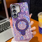 Pellicola per lenti con effetto glitter elettrolitico, supporto magnetico in metallo con perno, custodia per telefono antiurto, For Samsung Galaxy A37 5G