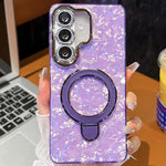 Pellicola per lenti con effetto glitter elettrolitico, supporto magnetico in metallo con perno, custodia per telefono antiurto, For Samsung Galaxy S25 FE 5G