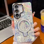 Pellicola per lenti con effetto glitter elettrolitico, supporto magnetico in metallo con perno, custodia per telefono antiurto, For Samsung Galaxy S25 FE 5G