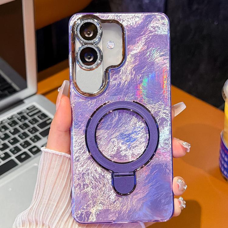 Pellicola per lenti con effetto glitter elettrolitico, supporto magnetico in metallo con perno, custodia per telefono antiurto, For Samsung Galaxy A07 5G