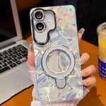 Pellicola per lenti con effetto glitter elettrolitico, supporto magnetico in metallo con perno, custodia per telefono antiurto, For Samsung Galaxy A07 5G