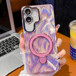 Pellicola per lenti con effetto glitter elettrolitico, supporto magnetico in metallo con perno, custodia per telefono antiurto, For Samsung Galaxy A07 5G