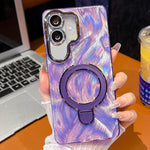 Pellicola per lenti con effetto glitter elettrolitico, supporto magnetico in metallo con perno, custodia per telefono antiurto, For Samsung Galaxy A07 5G