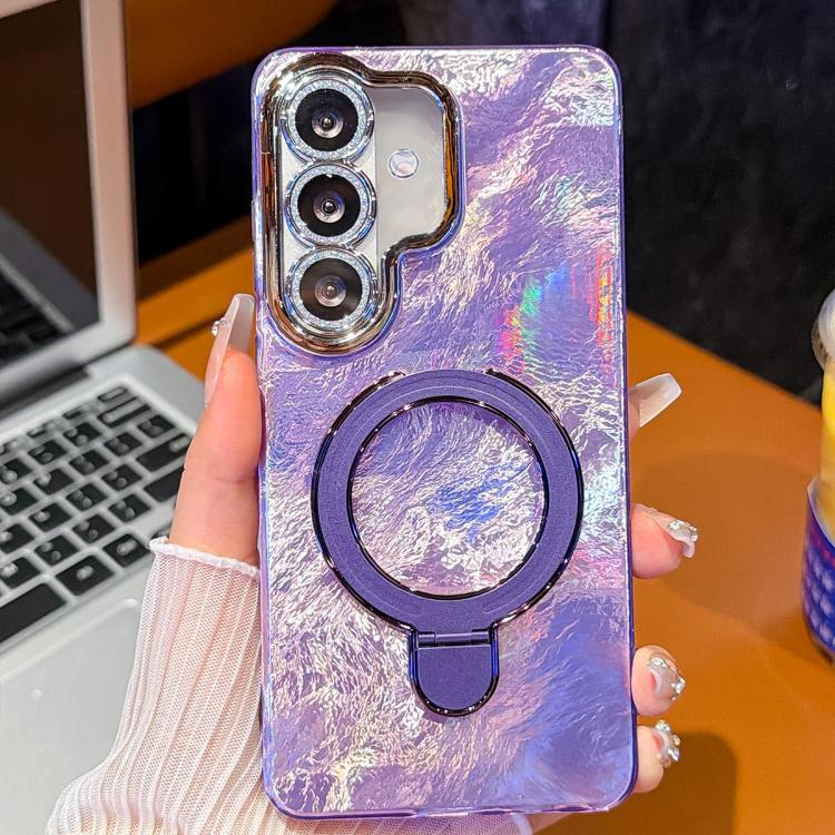 Pellicola per lenti con effetto glitter elettrolitico, supporto magnetico in metallo con perno, custodia per telefono antiurto, For Samsung Galaxy A17 5G