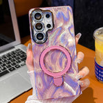 Pellicola per lenti con effetto glitter elettrolitico, supporto magnetico in metallo con perno, custodia per telefono antiurto, For Samsung Galaxy S25 Ultra 5G