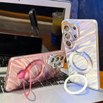Pellicola per lenti con effetto glitter elettrolitico, supporto magnetico in metallo con perno, custodia per telefono antiurto, For Samsung Galaxy S26+ 5G