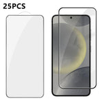 25 pezzi Pellicola in vetro temperato HD serigrafata ad alta densità di alluminio con copertura completa e anti-impronta, For Galaxy A35 5G, For Galaxy S24 Ultra 5G, For Galaxy S24+ 5G, For Galaxy S24 5G, For Galaxy A15, For Galaxy A05, For Galaxy A25 5G