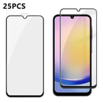 25 pezzi Pellicola in vetro temperato HD serigrafata ad alta densità di alluminio con copertura completa e anti-impronta, For Galaxy A35 5G, For Galaxy S24 Ultra 5G, For Galaxy S24+ 5G, For Galaxy S24 5G, For Galaxy A15, For Galaxy A05, For Galaxy A25 5G
