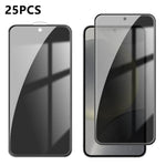 25 pezzi Pellicola in vetro temperato anti-impronta serigrafata ad alta copertura in alluminio per la privacy, For Galaxy S24 Ultra 5G, For Galaxy S24+ 5G, For Galaxy S24 5G, For Galaxy A15, For Galaxy A05, For Galaxy A05s, For Galaxy A25 5G