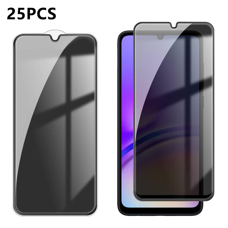 25 pezzi Pellicola in vetro temperato anti-impronta serigrafata ad alta copertura in alluminio per la privacy, For Galaxy S24 Ultra 5G, For Galaxy S24+ 5G, For Galaxy S24 5G, For Galaxy A15, For Galaxy A05, For Galaxy A05s, For Galaxy A25 5G