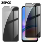 25 pezzi Pellicola in vetro temperato anti-impronta serigrafata ad alta copertura in alluminio per la privacy, For Galaxy S24 Ultra 5G, For Galaxy S24+ 5G, For Galaxy S24 5G, For Galaxy A15, For Galaxy A05, For Galaxy A05s, For Galaxy A25 5G