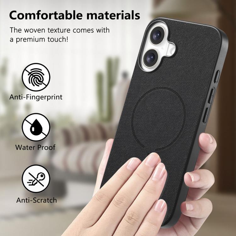 Cover posteriore magnetica in tessuto PU per telefono, For iPhone 17, For iPhone 16 Pro Max, For iPhone 16 Pro