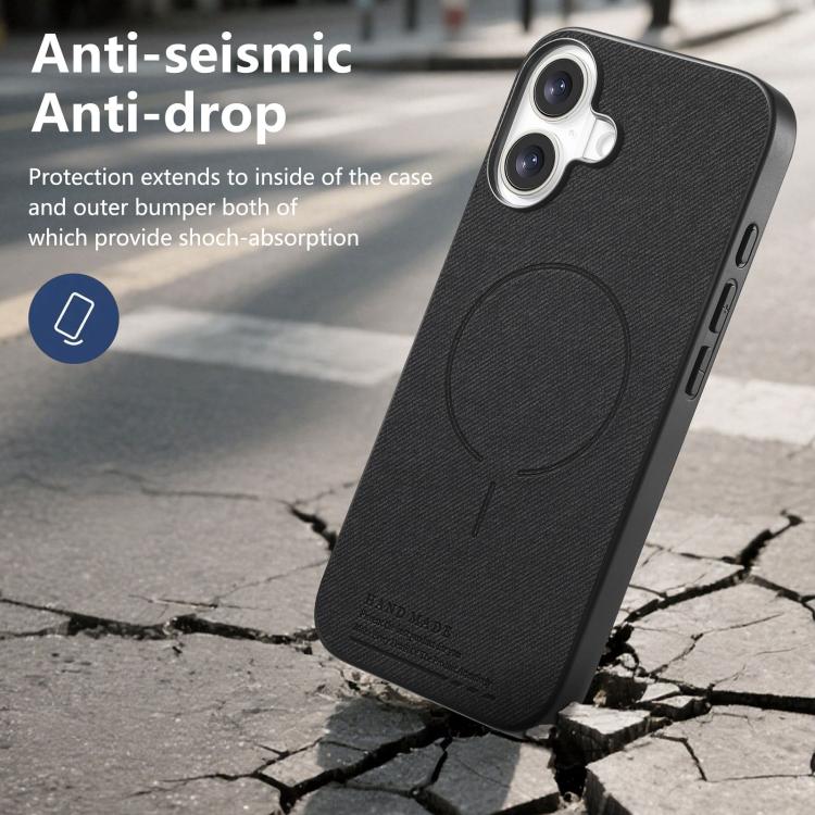 Cover posteriore magnetica in tessuto PU per telefono, For iPhone 16 Plus, For iPhone 16, For iPhone 15 Pro Max