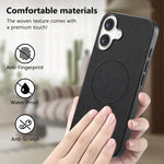 Cover posteriore magnetica in tessuto PU per telefono, For iPhone 16 Plus, For iPhone 16, For iPhone 15 Pro Max