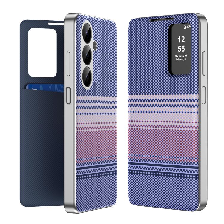 Custodia per telefono Smart View in ecopelle con motivo a quadri arcobaleno., For Samsung Galaxy A17 5G, For Samsung Galaxy S25 Edge 5G, For Samsung Galaxy A26 5G, For Samsung Galaxy S25 5G, For Samsung Galaxy S25+ 5G, For Samsung Galaxy S25 Ultra 5G