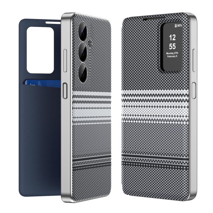 Custodia per telefono Smart View in ecopelle con motivo a quadri arcobaleno., For Samsung Galaxy A16, For Samsung Galaxy A55 5G, For Samsung Galaxy S24 Ultra 5G, For Samsung Galaxy S24+ 5G, For Samsung Galaxy S24 5G, For Samsung Galaxy S23 FE 5G