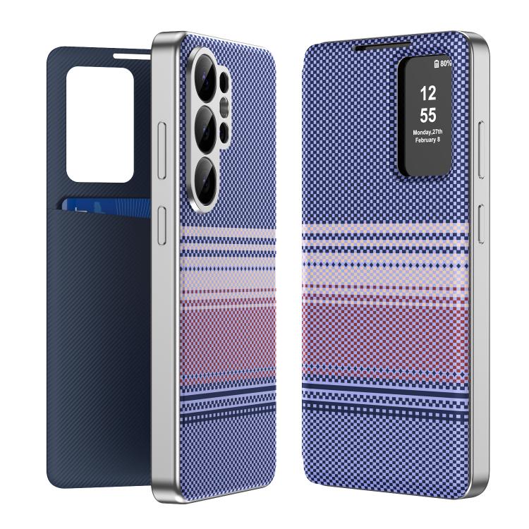 Custodia per telefono Smart View in ecopelle con motivo a quadri arcobaleno., For Samsung Galaxy S26+ 5G, For Samsung Galaxy S26 Ultra 5G, For Samsung Galaxy S26 5G, For Samsung Galaxy A57 5G, For Samsung Galaxy A37 5G, For samsung Galaxy S25 FE 5G